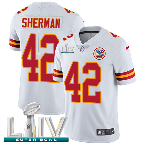 Kansas City Chiefs Nike #42 Anthony Sherman White Super Bowl LIV 2020 Men Stitched NFL Vapor Untouchable Limited Jersey